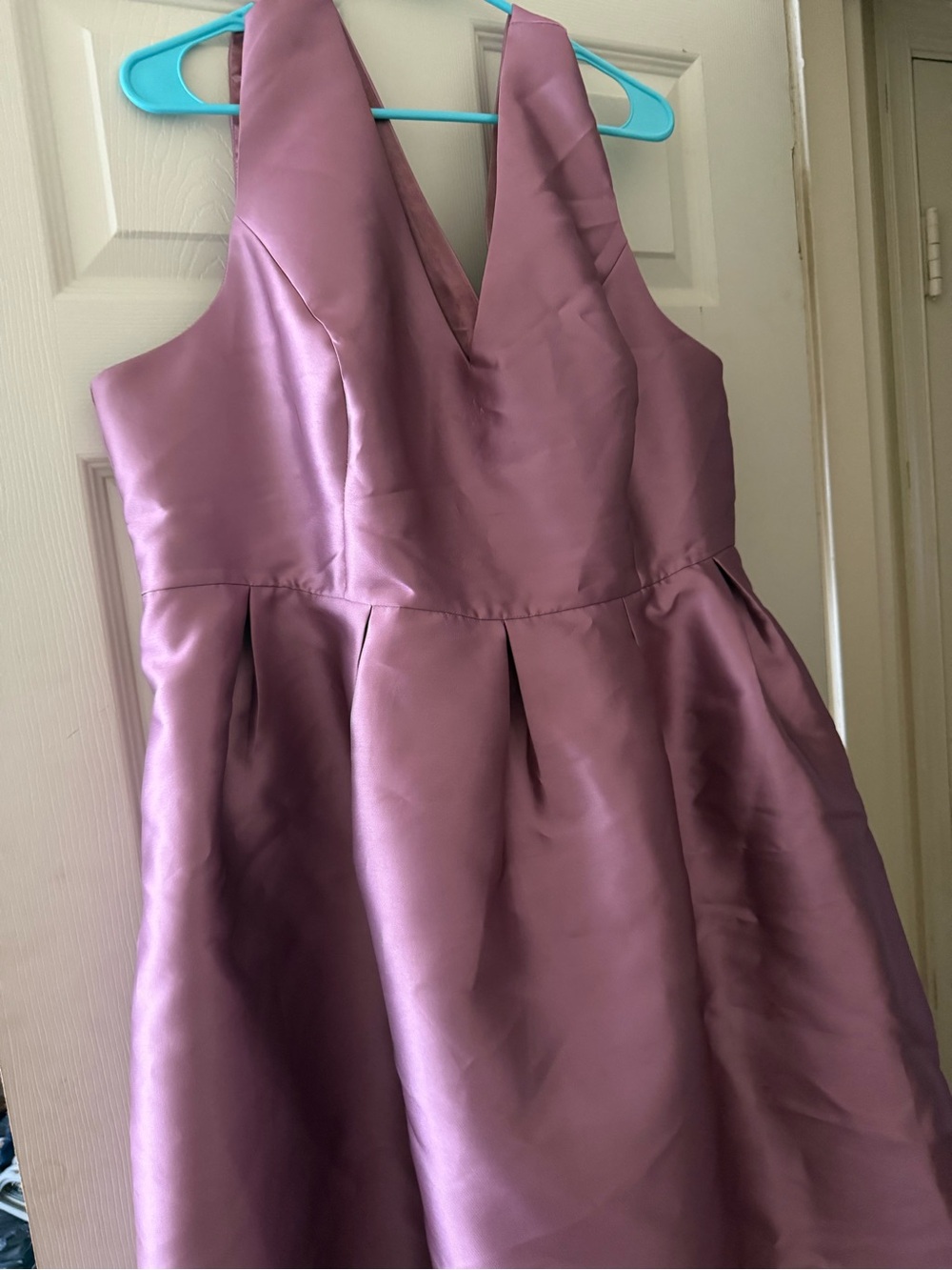 Chi Chi London Mauve Satin V-Neck Party Dress